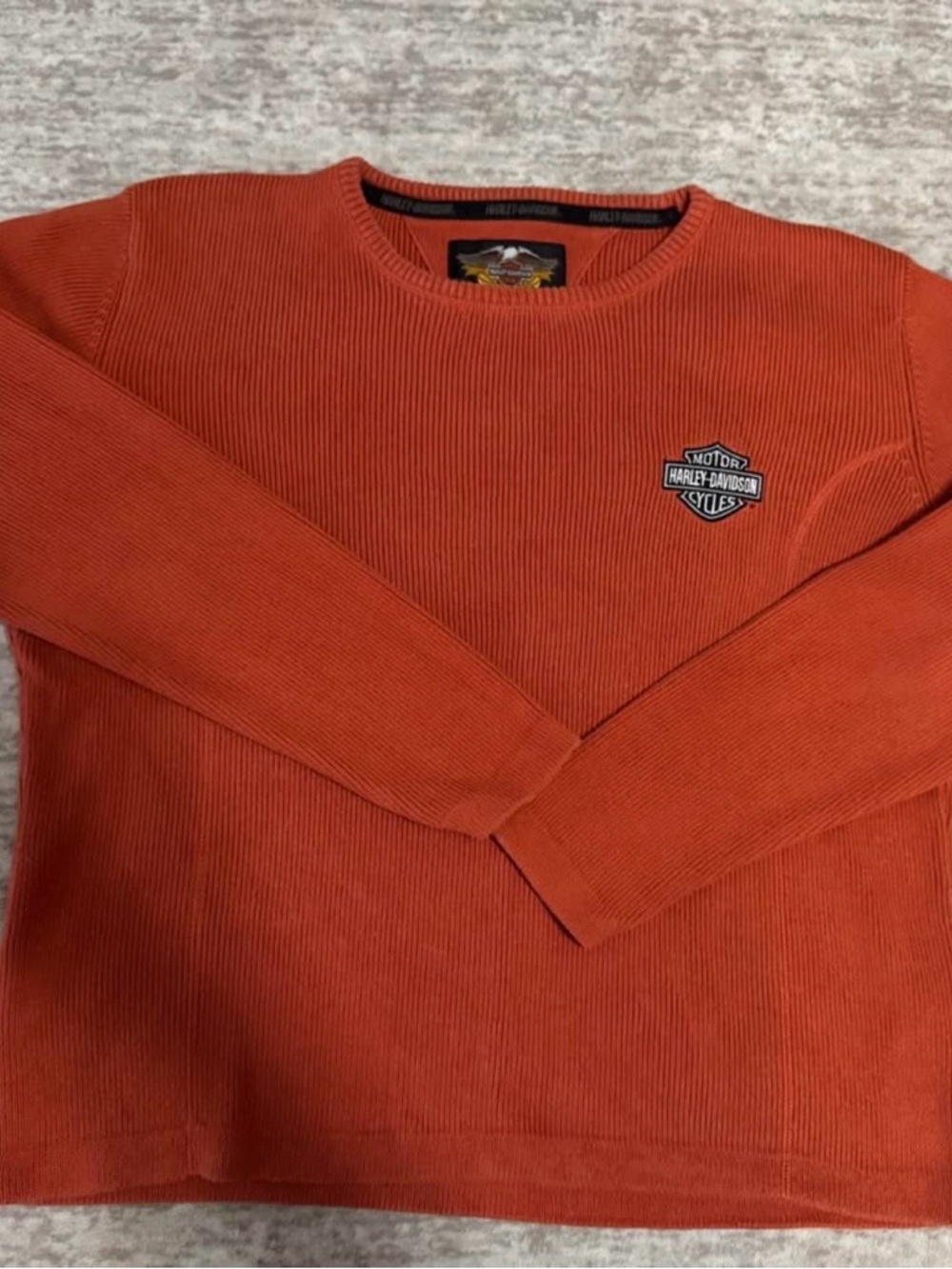 Harley-Davidson Women's Rust Orange Ribbed Crewneck Sweater
